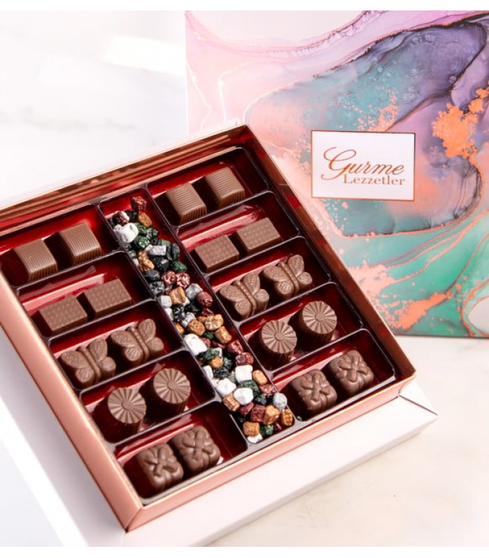 Çakıl Taşı Draje ve Sütlü Desenli Çikolata